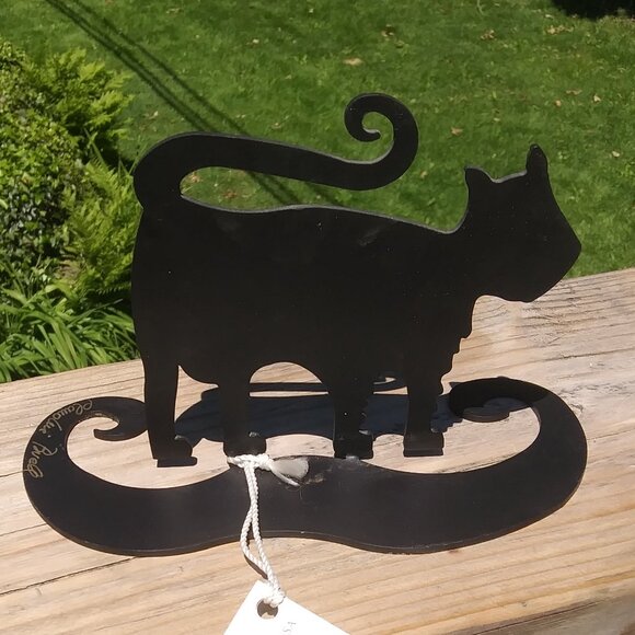 Claudine Buell metal cat sculpture modern fun whimsical art - Picture 3 of 16